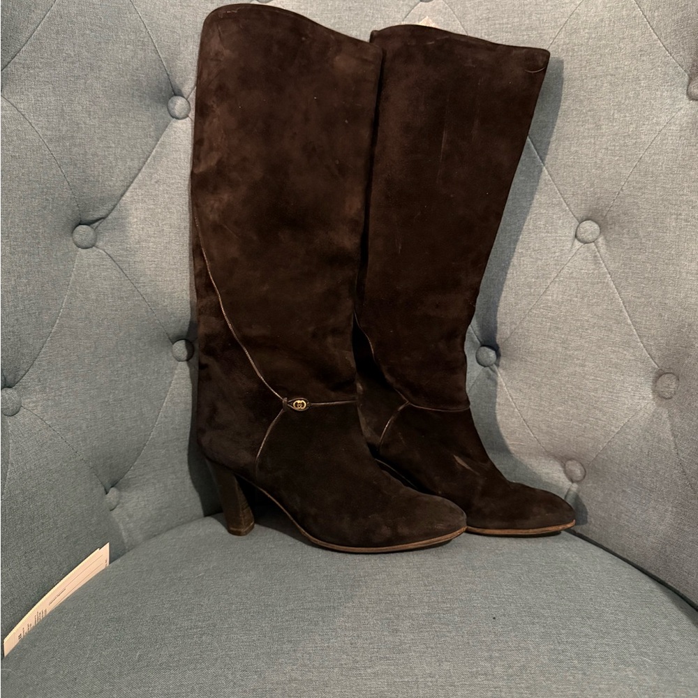 Authentic first edition Gucci Black Suede Heeled Boots